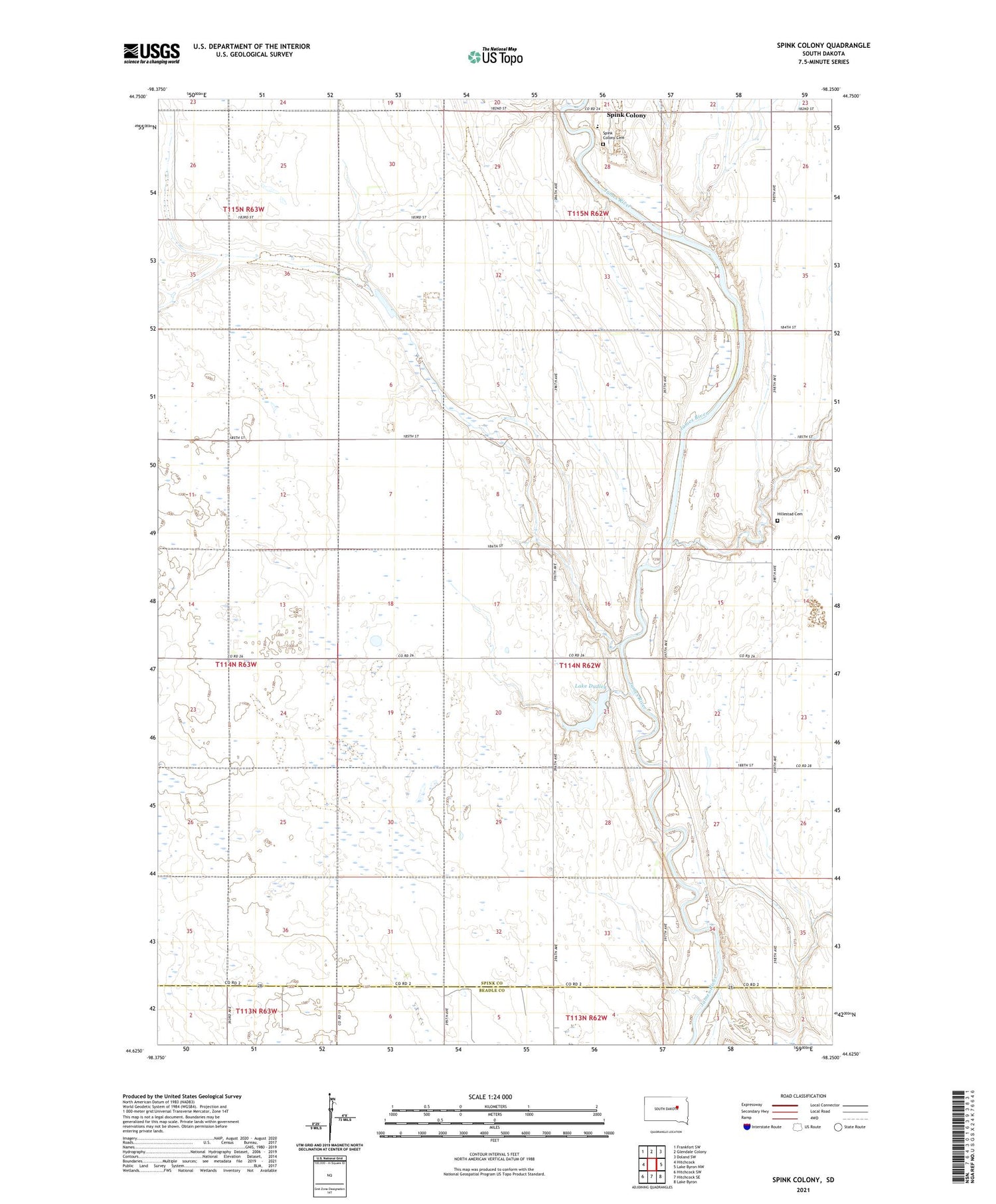 Spink Colony South Dakota US Topo Map Image