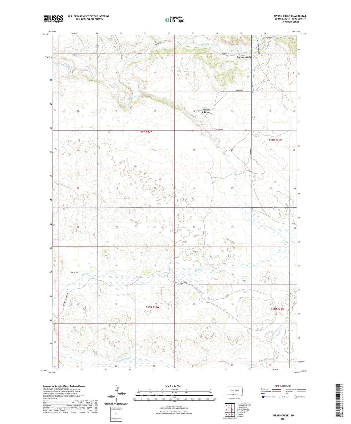 Spring Creek South Dakota US Topo Map Image