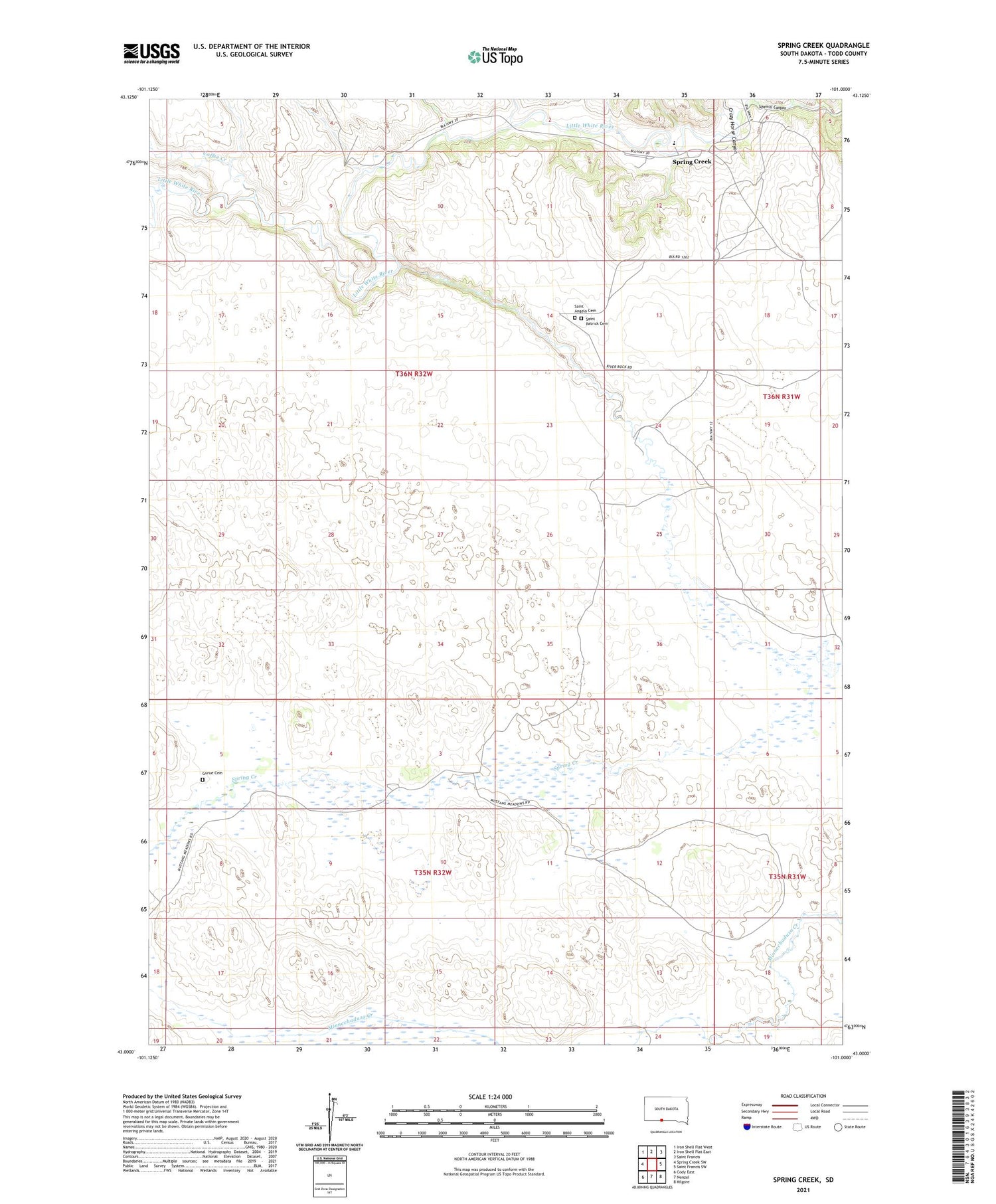 Spring Creek South Dakota US Topo Map Image
