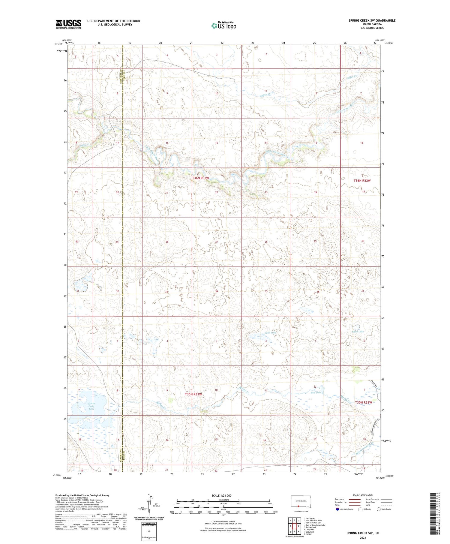 Spring Creek SW South Dakota US Topo Map Image