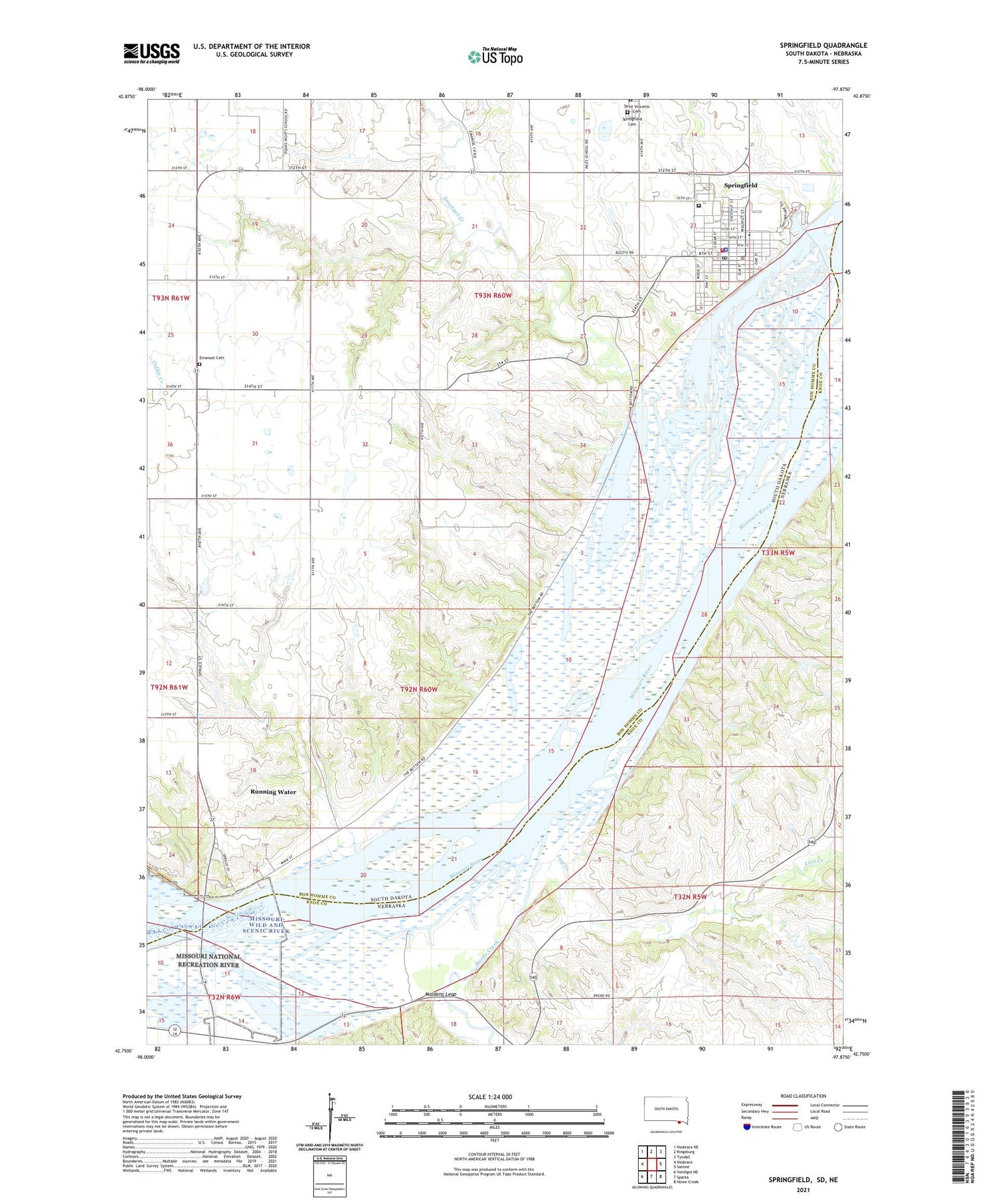 Springfield South Dakota US Topo Map Image