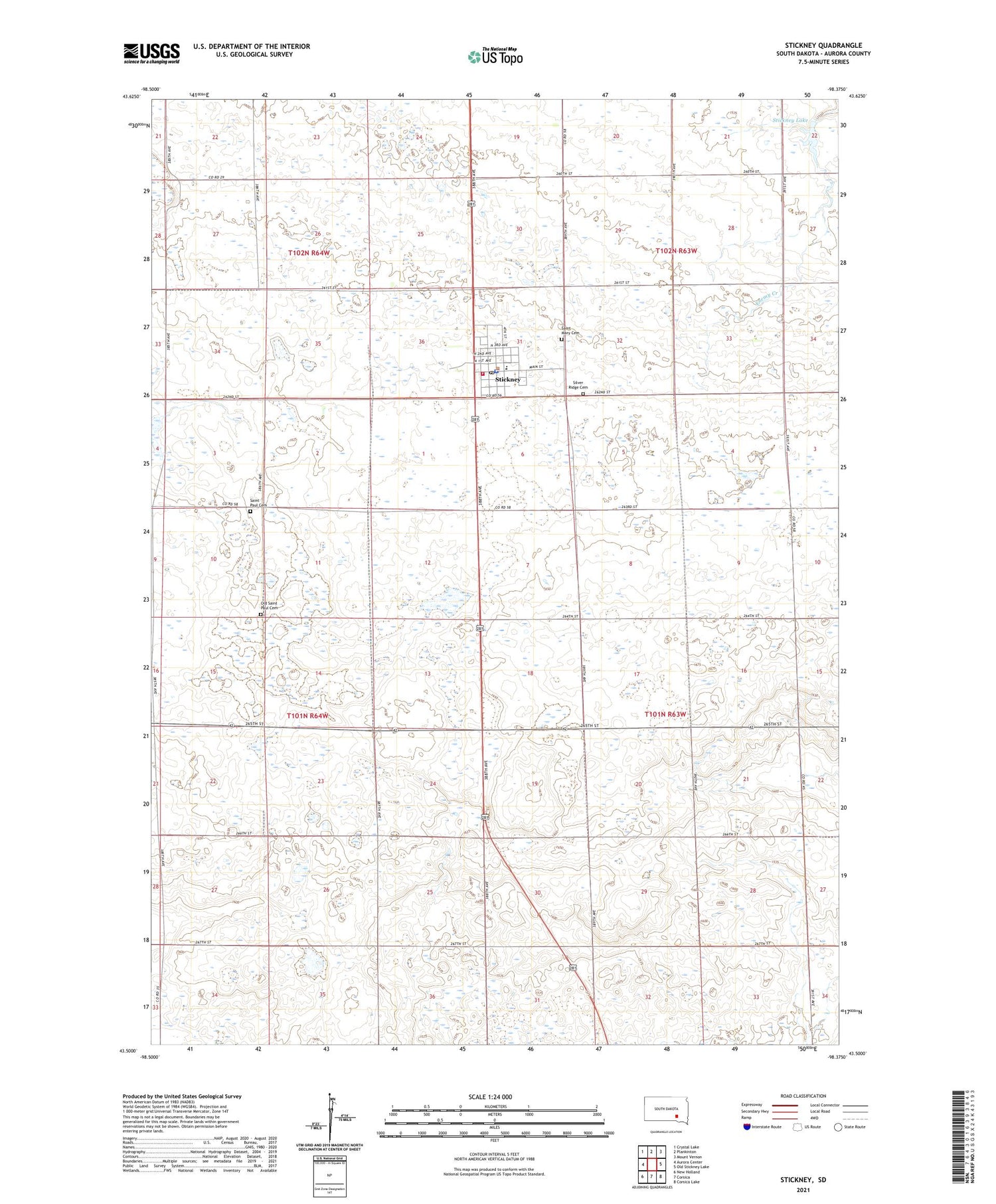 Stickney South Dakota US Topo Map Image