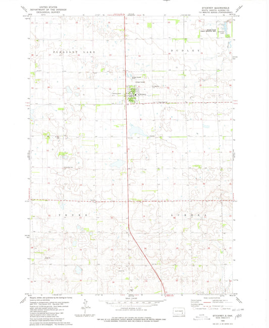 Classic USGS Stickney South Dakota 7.5'x7.5' Topo Map Image