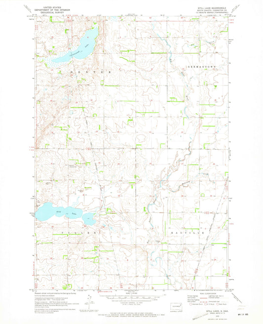 Classic USGS Still Lake South Dakota 7.5'x7.5' Topo Map Image