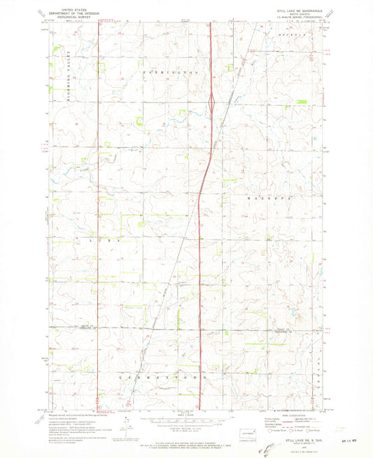Classic USGS Still Lake NE South Dakota 7.5'x7.5' Topo Map Image