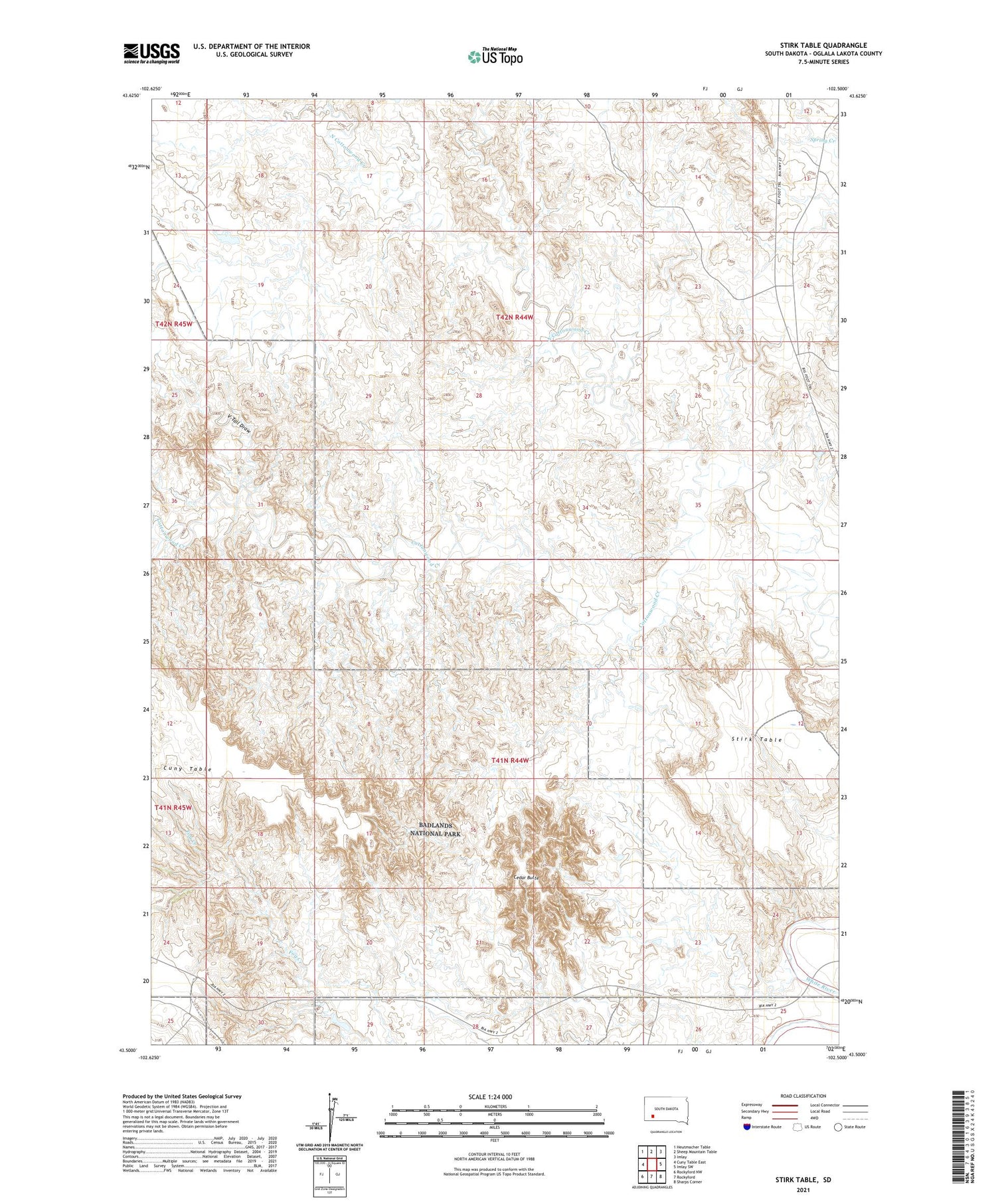 Stirk Table South Dakota US Topo Map Image