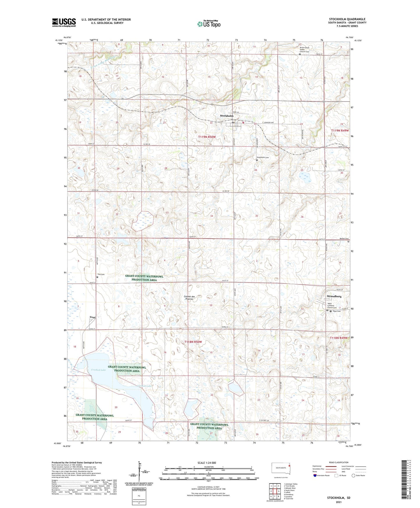 Stockholm South Dakota US Topo Map Image
