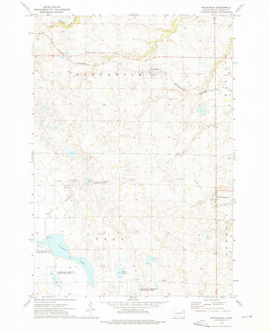 Classic USGS Stockholm South Dakota 7.5'x7.5' Topo Map Image