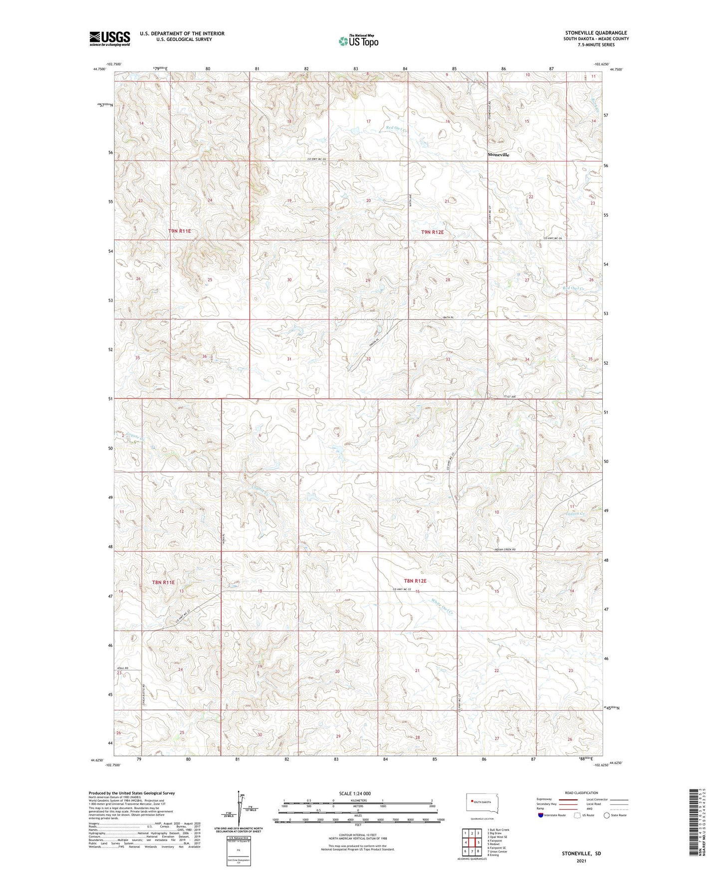 Stoneville South Dakota US Topo Map Image