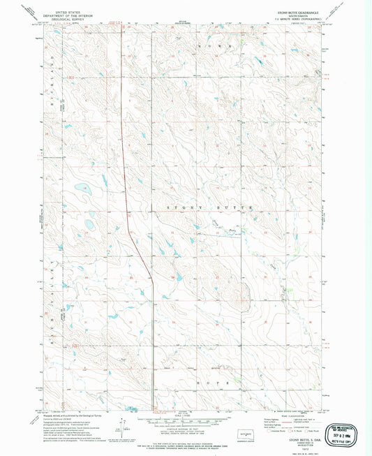 Classic USGS Stony Butte South Dakota 7.5'x7.5' Topo Map Image