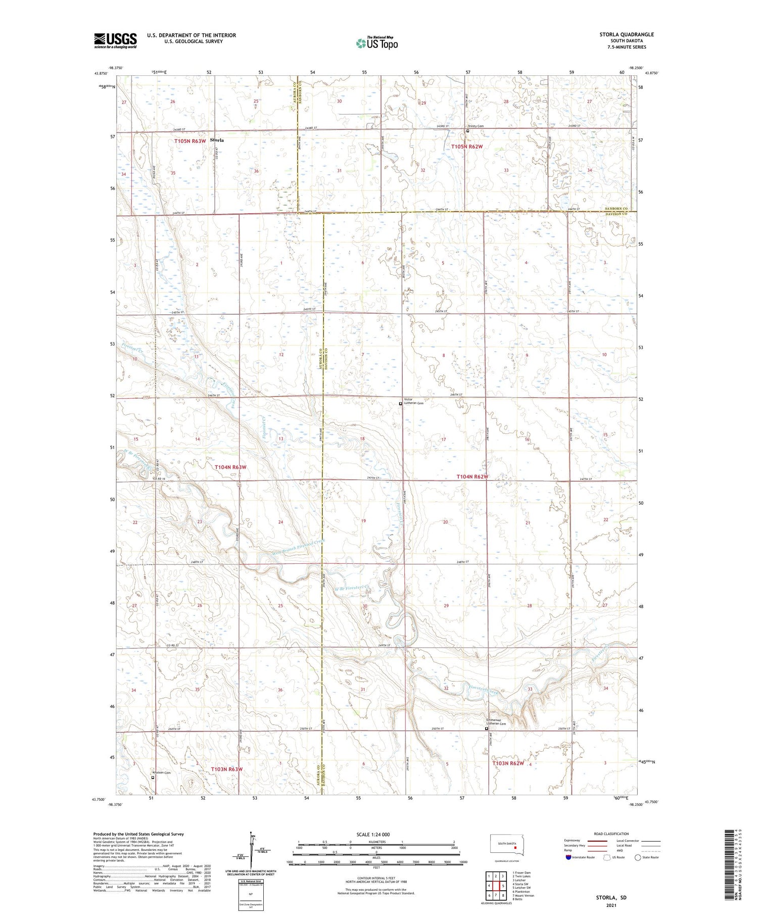Storla South Dakota US Topo Map Image