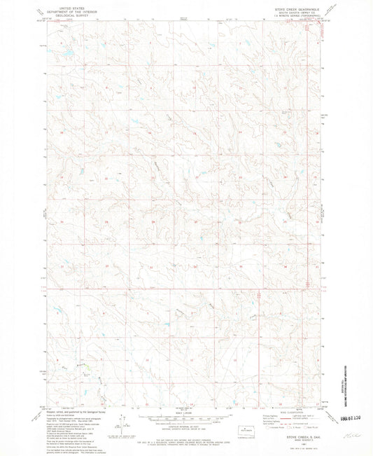 Classic USGS Stove Creek South Dakota 7.5'x7.5' Topo Map Image