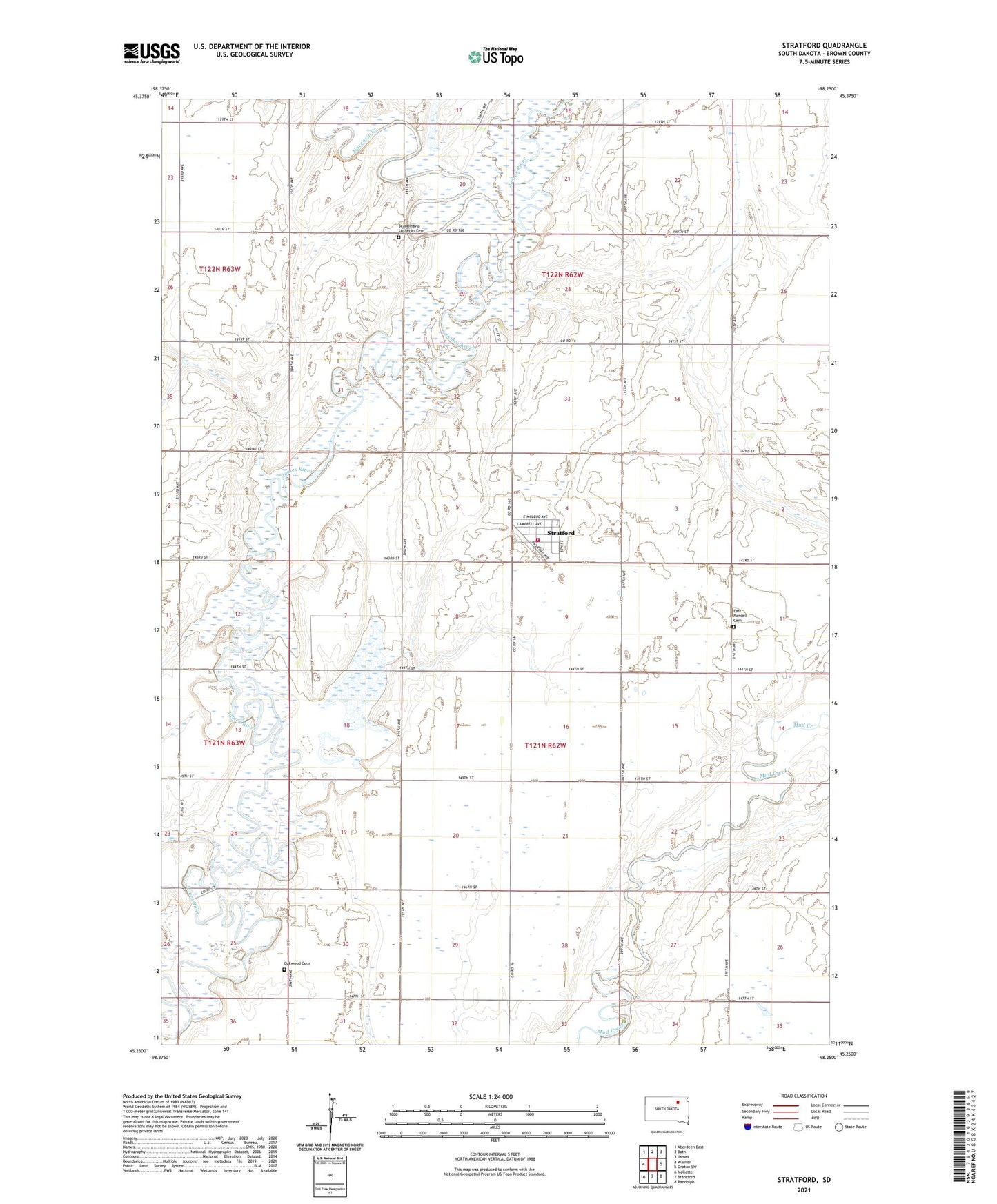 Stratford South Dakota US Topo Map Image