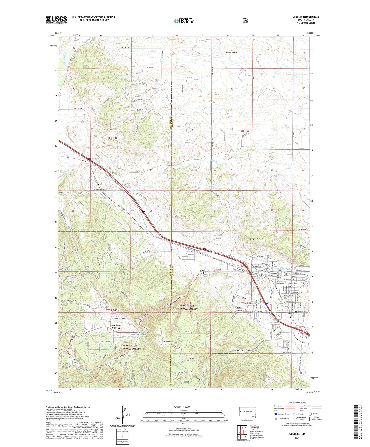 Sturgis South Dakota US Topo Map Image