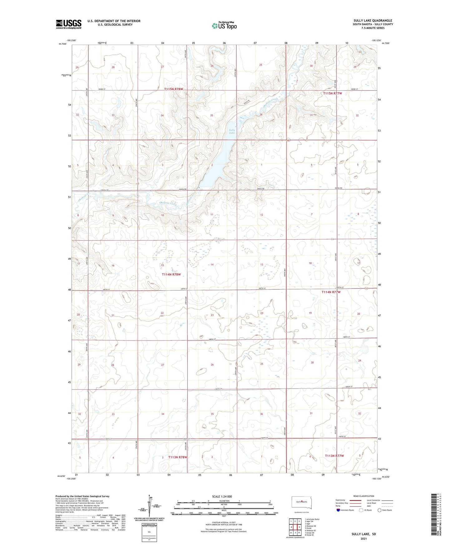 Sully Lake South Dakota US Topo Map Image