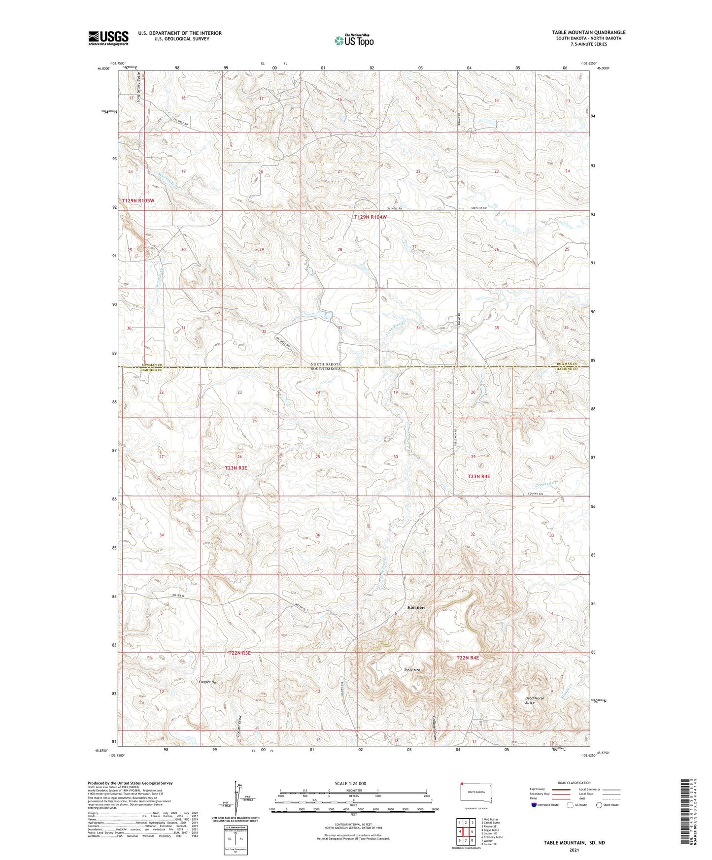 Table Mountain South Dakota US Topo Map Image