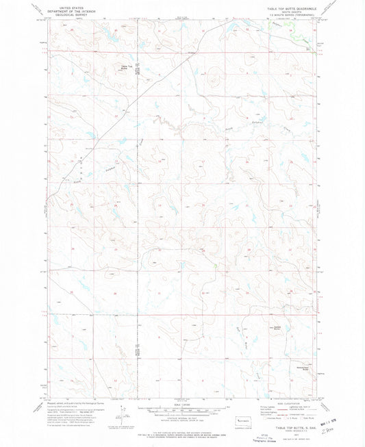 Classic USGS Table Top Butte South Dakota 7.5'x7.5' Topo Map Image