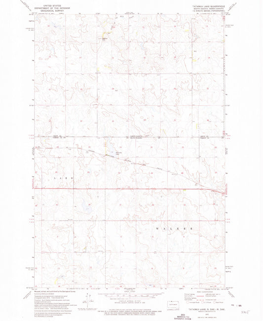 Classic USGS Tatanka Lake South Dakota 7.5'x7.5' Topo Map Image