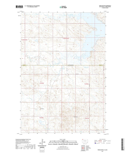 Tepee Buttes South Dakota US Topo Map Image