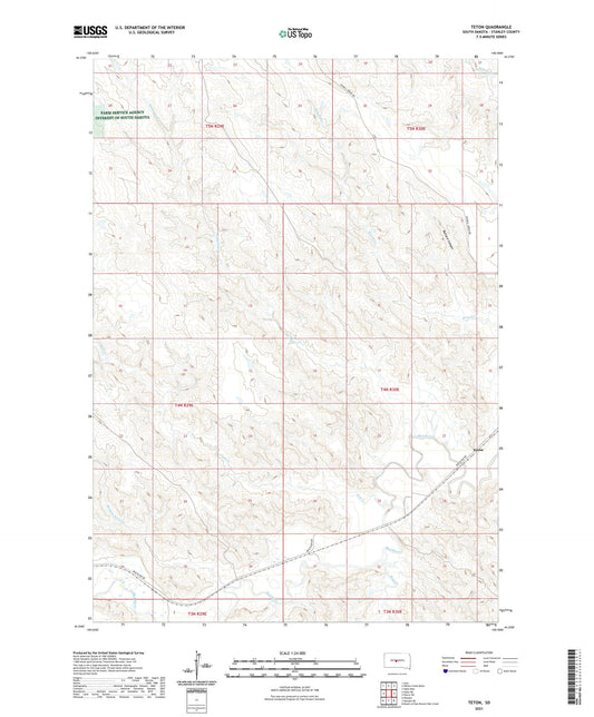 Teton South Dakota US Topo Map Image