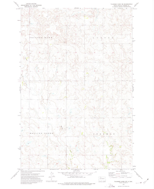 Classic USGS Thunder Hawk SE South Dakota 7.5'x7.5' Topo Map Image