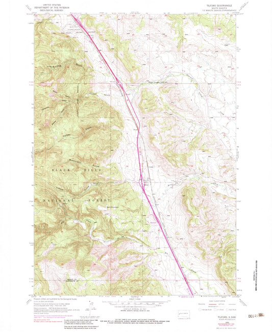 Classic USGS Tilford South Dakota 7.5'x7.5' Topo Map Image