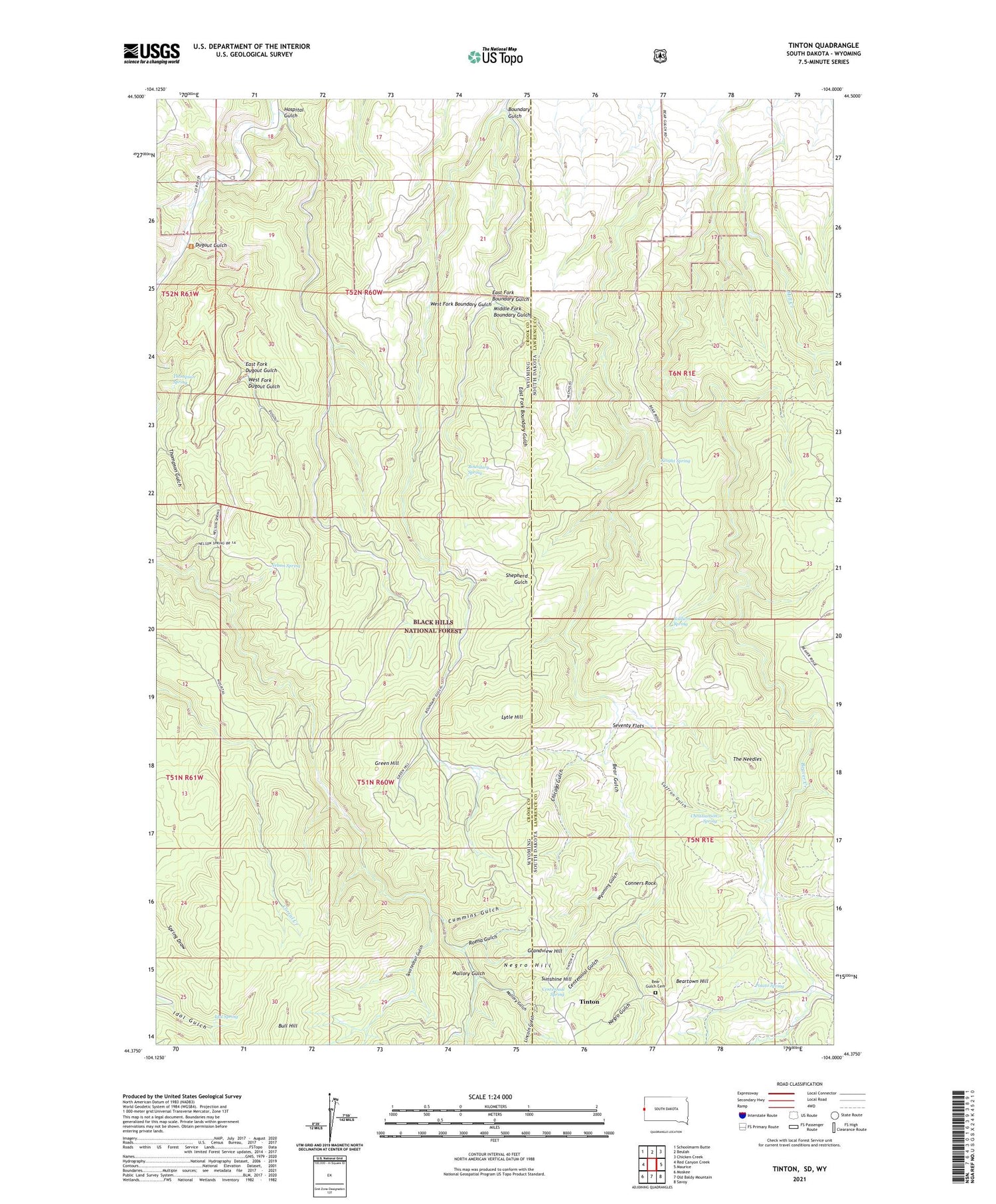 Tinton South Dakota US Topo Map Image