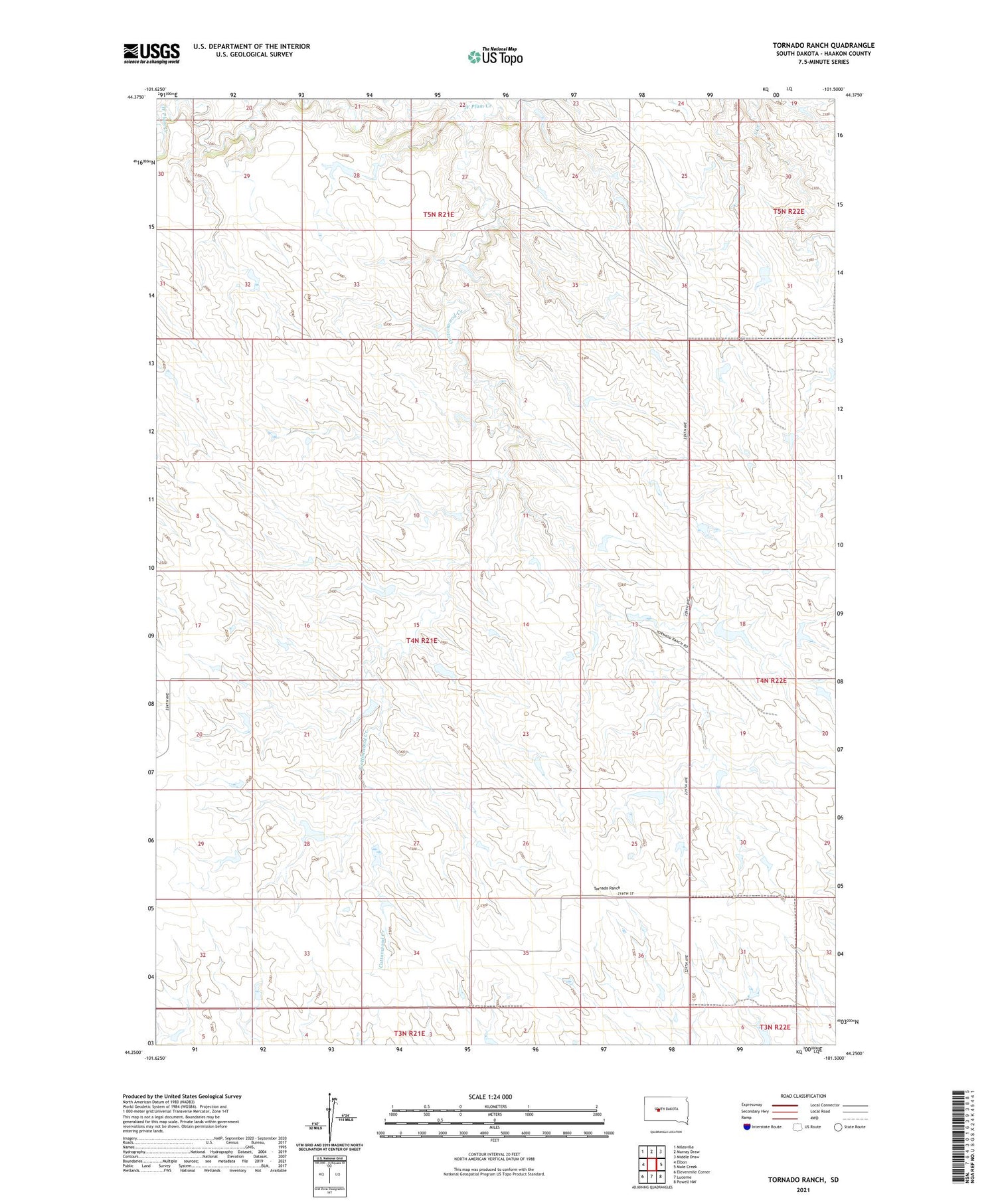 Tornado Ranch South Dakota US Topo Map Image
