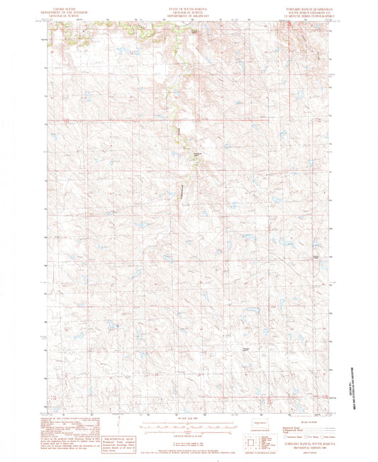 Classic USGS Tornado Ranch South Dakota 7.5'x7.5' Topo Map Image