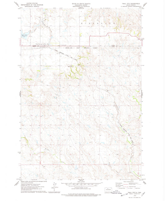 Classic USGS Trail City South Dakota 7.5'x7.5' Topo Map Image