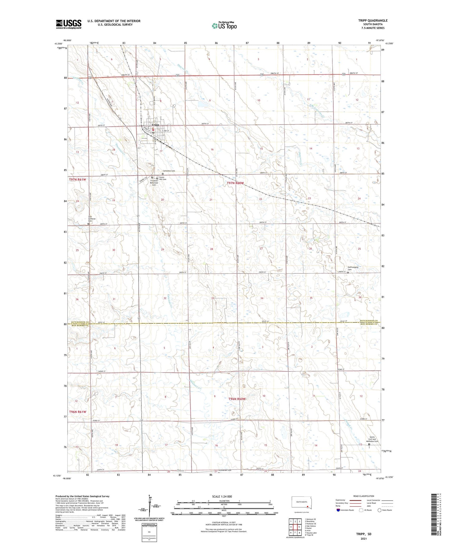 Tripp South Dakota US Topo Map Image