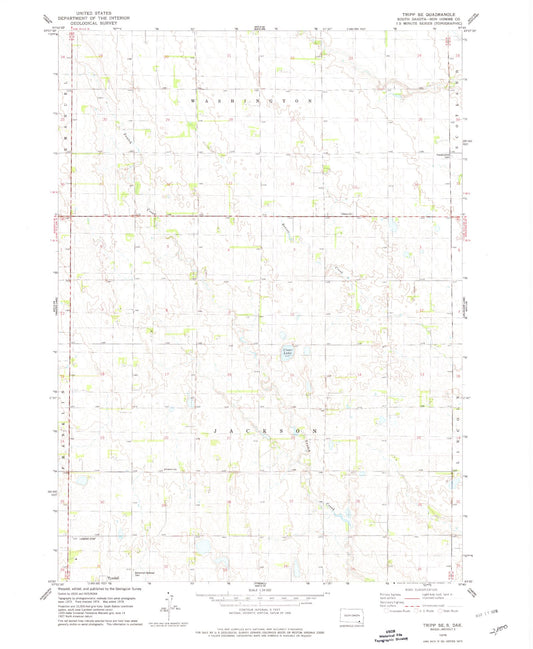 Classic USGS Tripp SE South Dakota 7.5'x7.5' Topo Map Image