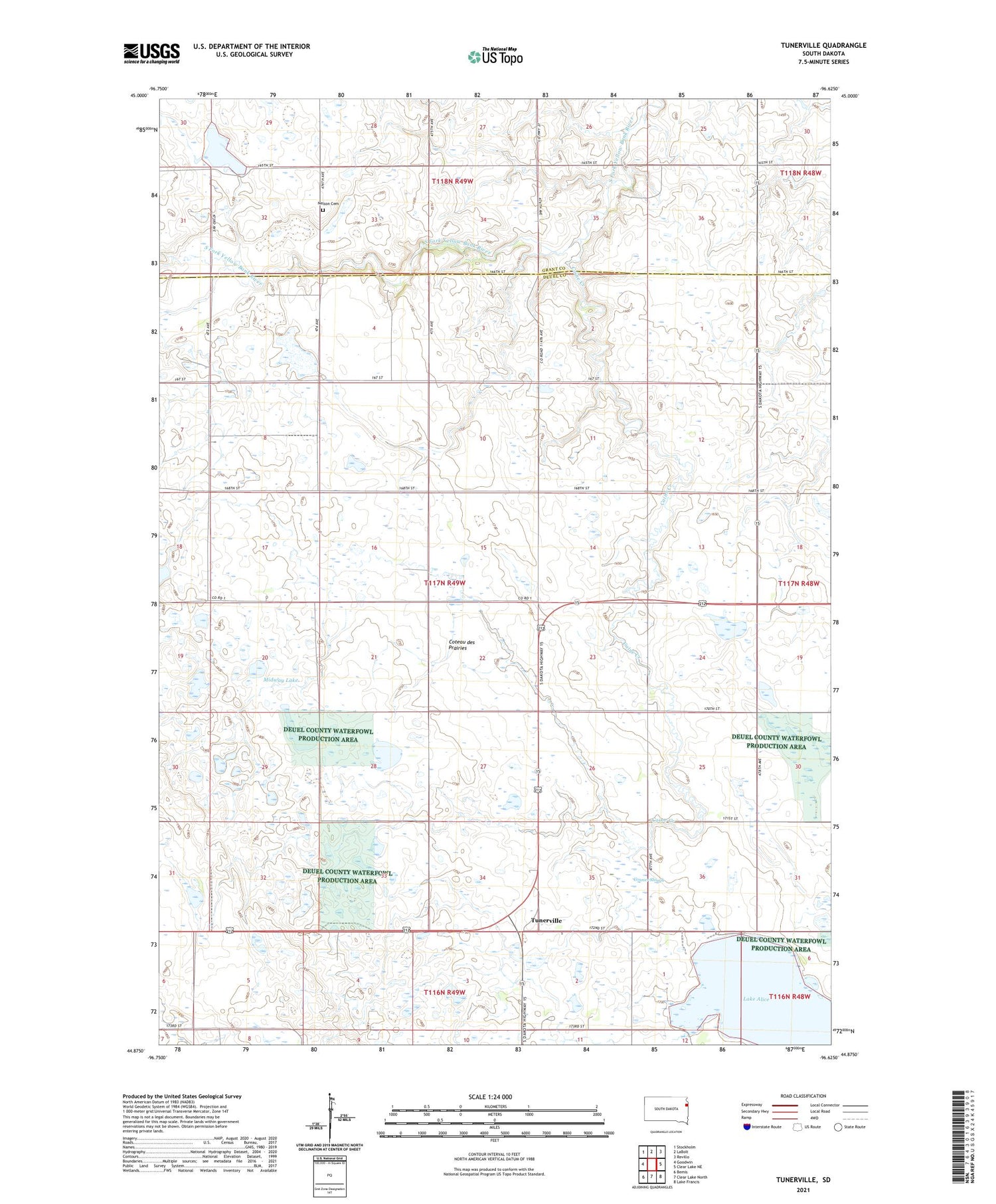 Tunerville South Dakota US Topo Map Image