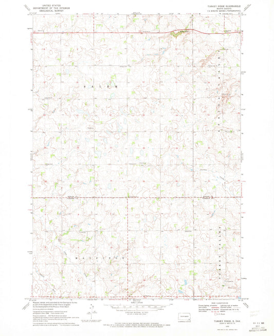 Classic USGS Turkey Ridge South Dakota 7.5'x7.5' Topo Map Image
