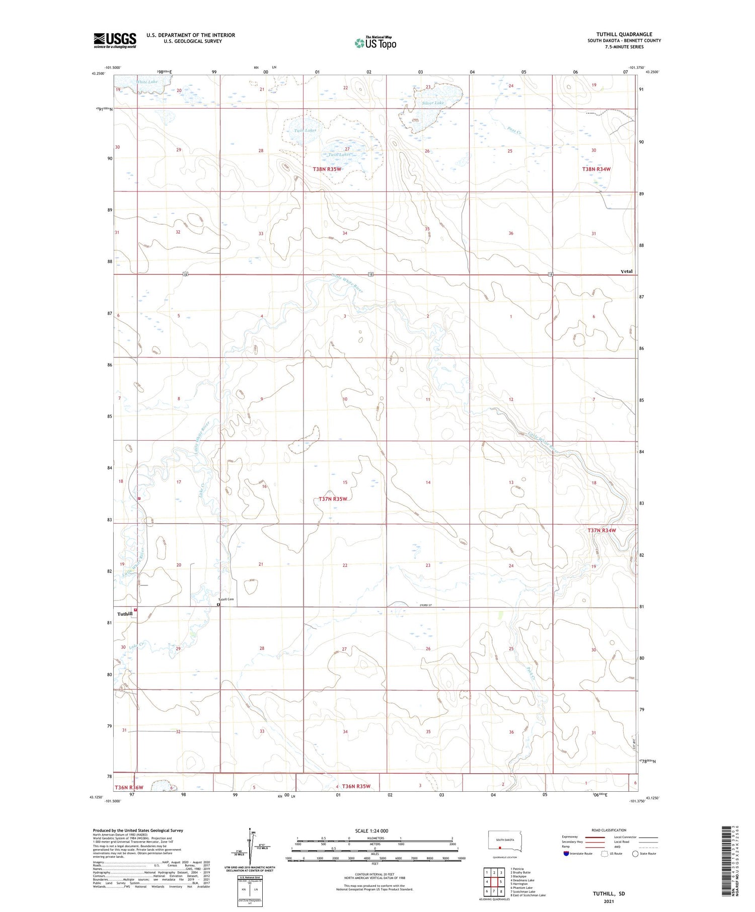 Tuthill South Dakota US Topo Map Image