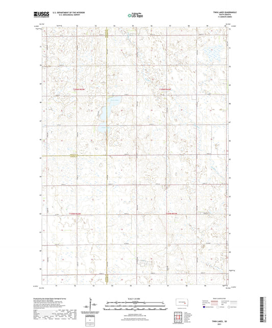 Twin Lakes South Dakota US Topo Map Image