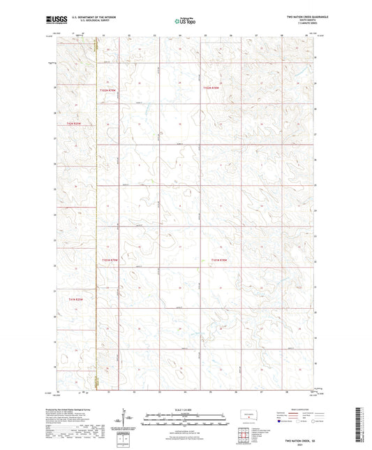 Two Nation Creek South Dakota US Topo Map Image