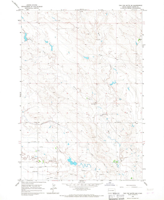 Classic USGS Two Top Butte SE South Dakota 7.5'x7.5' Topo Map Image