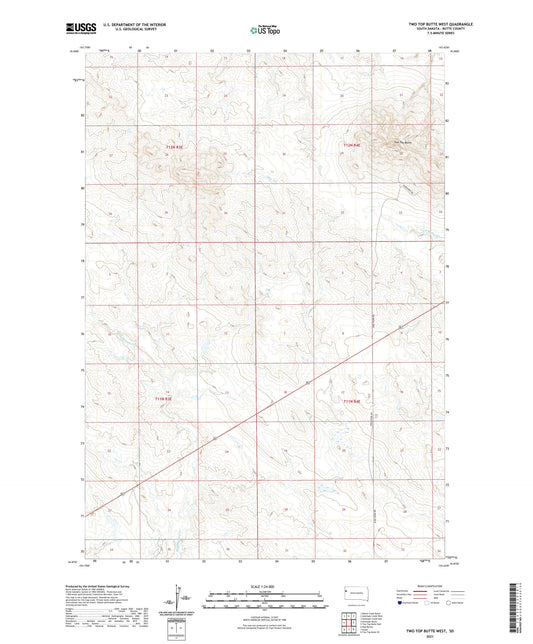 Two Top Butte West South Dakota US Topo Map Image