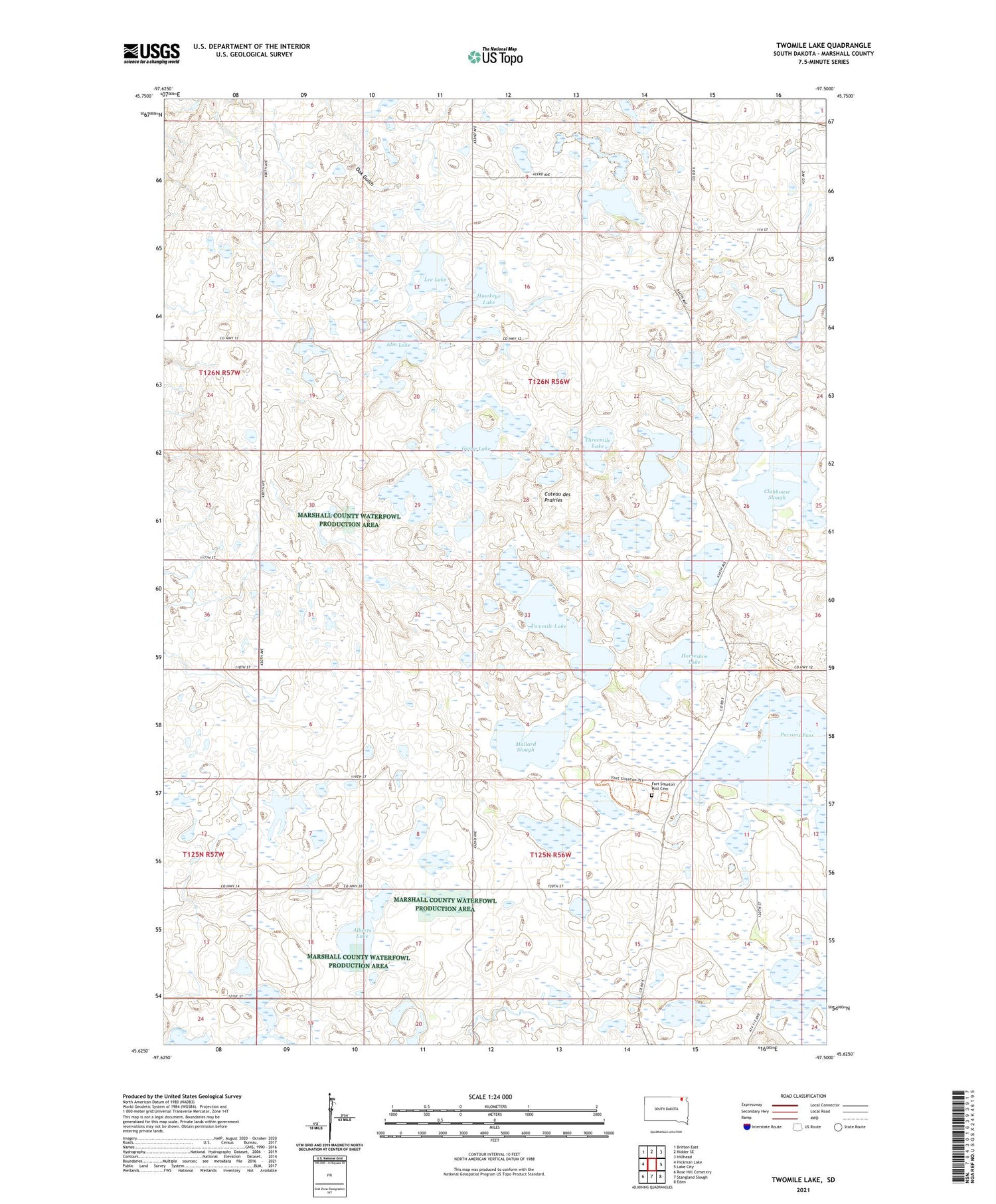 Twomile Lake South Dakota US Topo Map Image