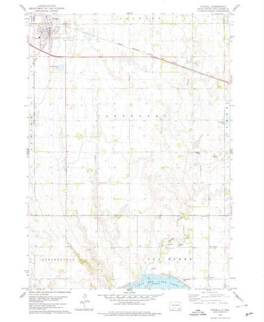 Classic USGS Tyndall South Dakota 7.5'x7.5' Topo Map Image