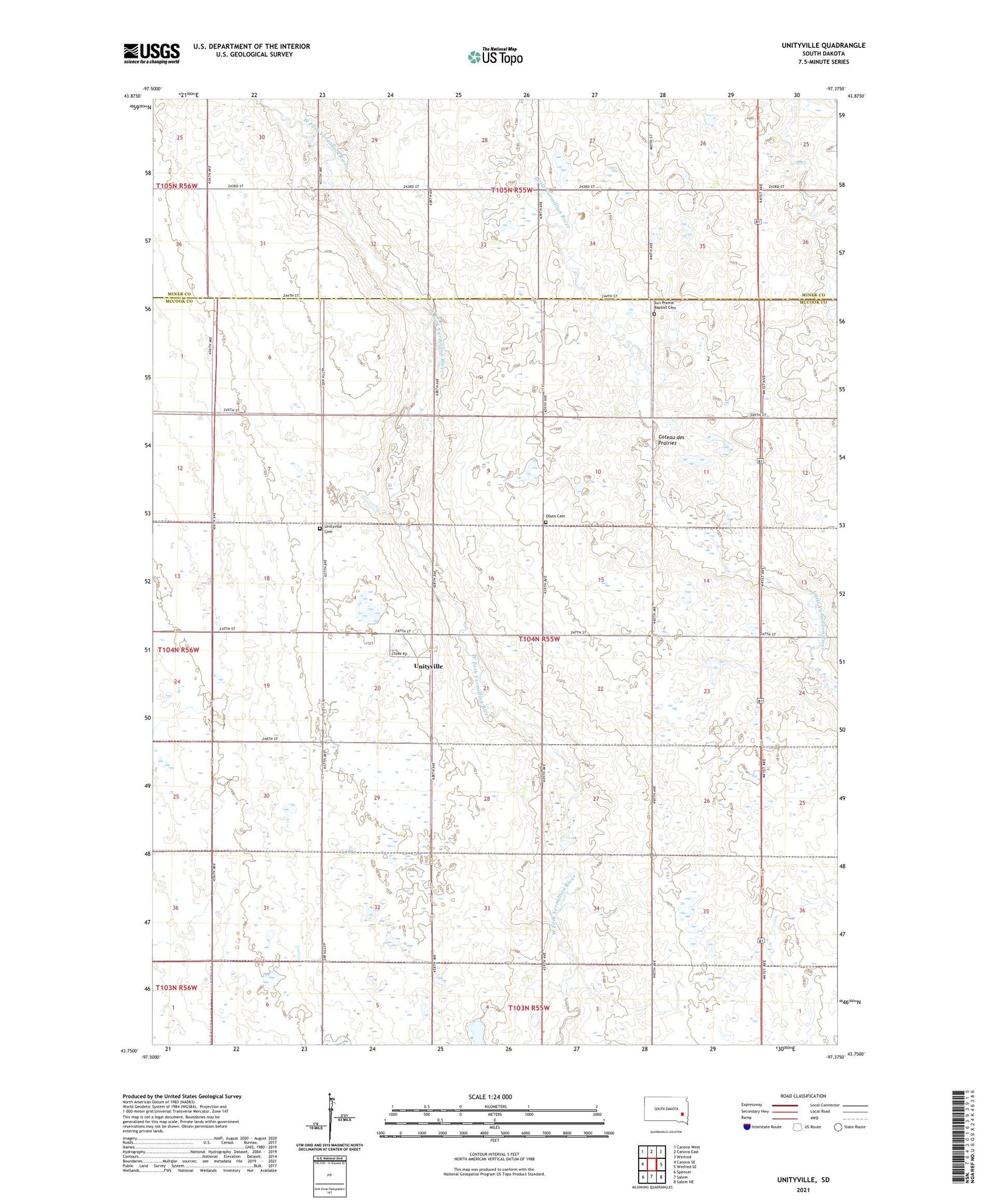 Unityville South Dakota US Topo Map Image
