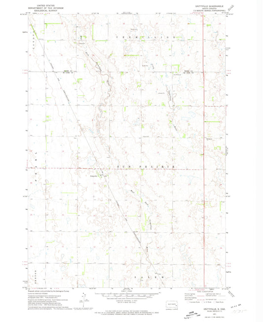 Classic USGS Unityville South Dakota 7.5'x7.5' Topo Map Image
