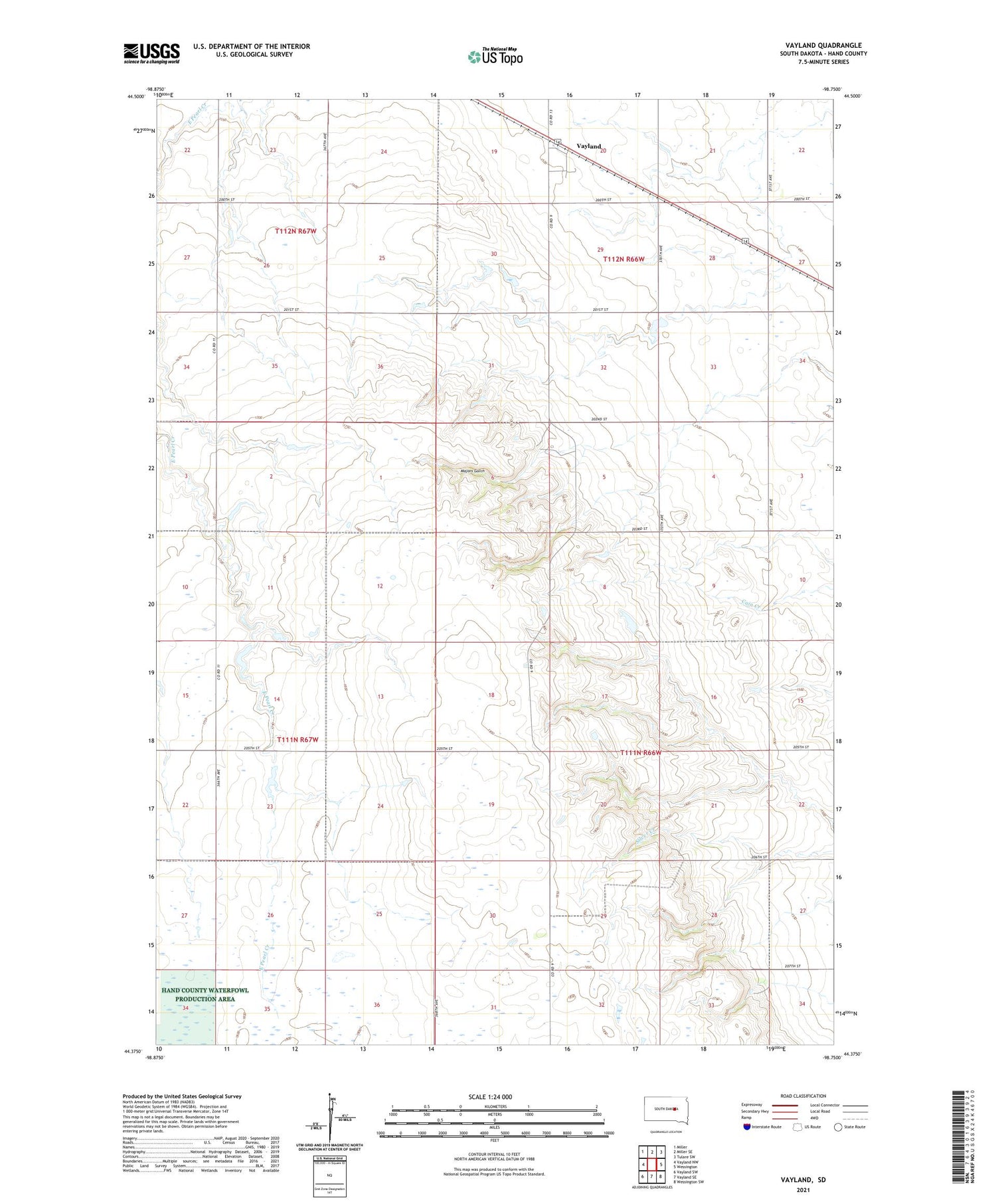 Vayland South Dakota US Topo Map Image