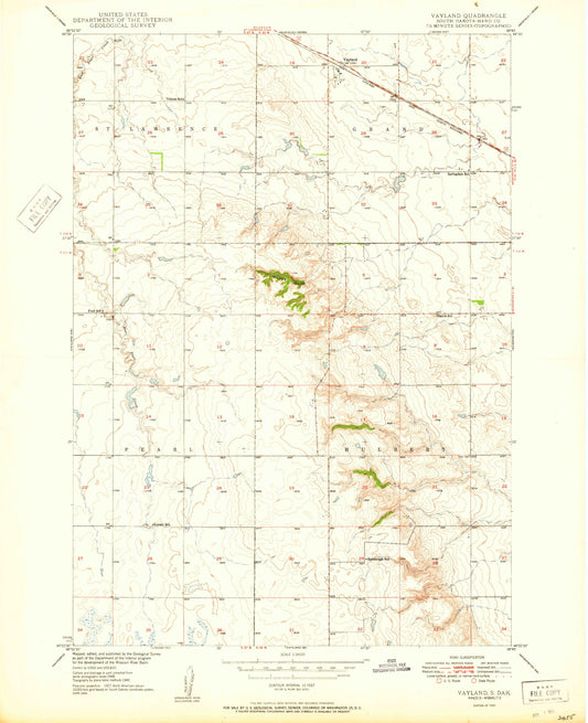 Classic USGS Vayland South Dakota 7.5'x7.5' Topo Map Image