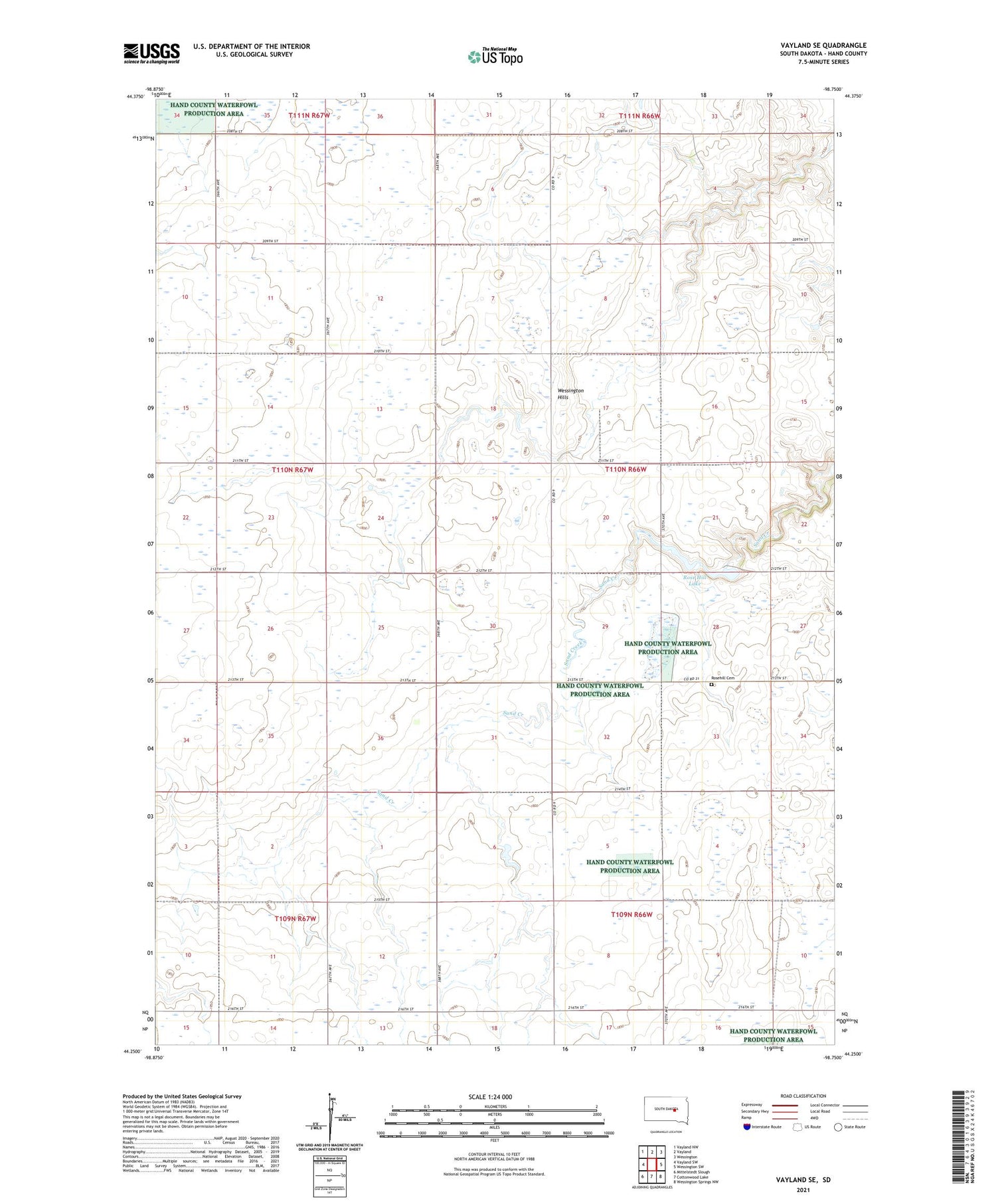 Vayland SE South Dakota US Topo Map Image