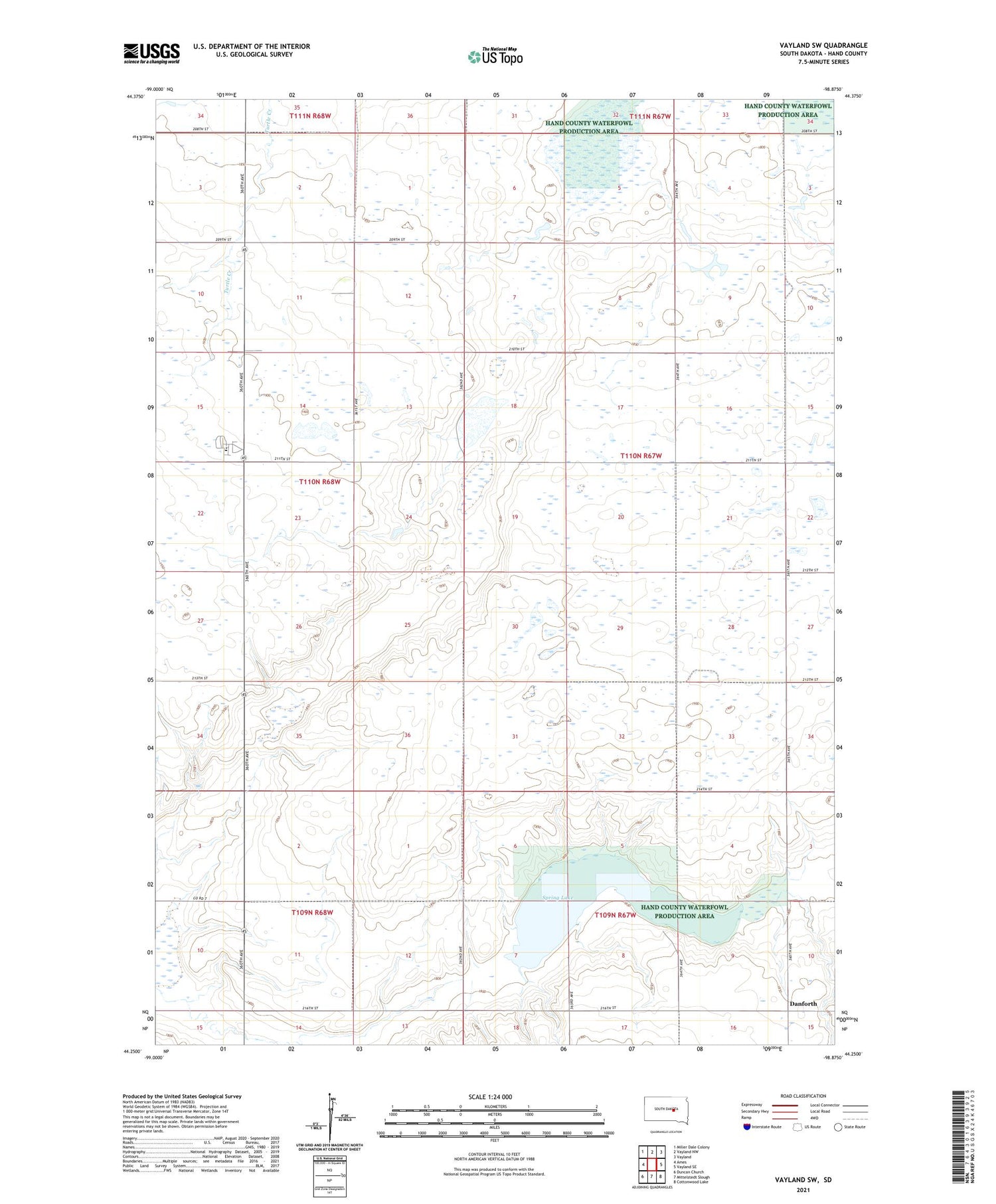 Vayland SW South Dakota US Topo Map Image