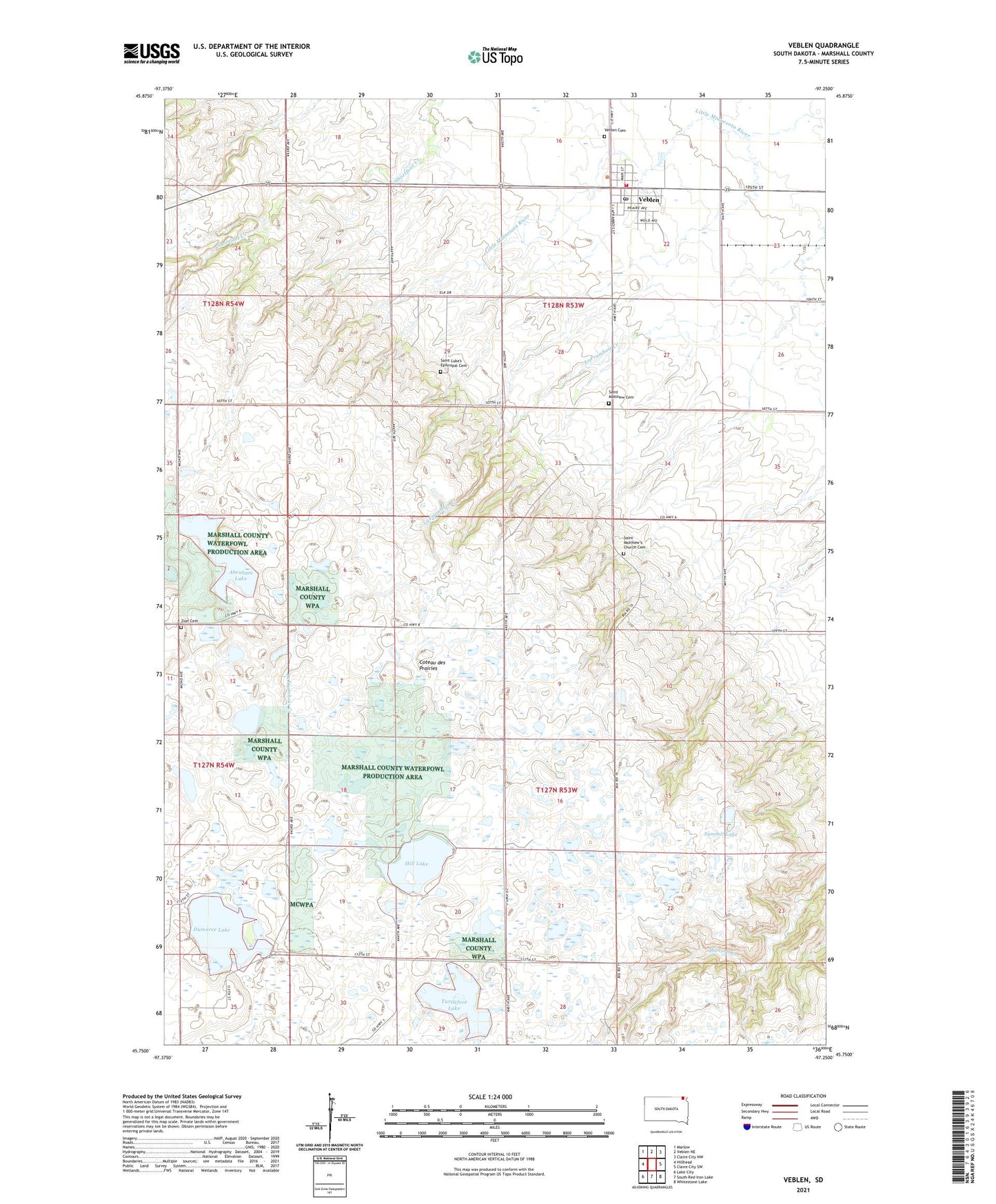 Veblen South Dakota US Topo Map Image