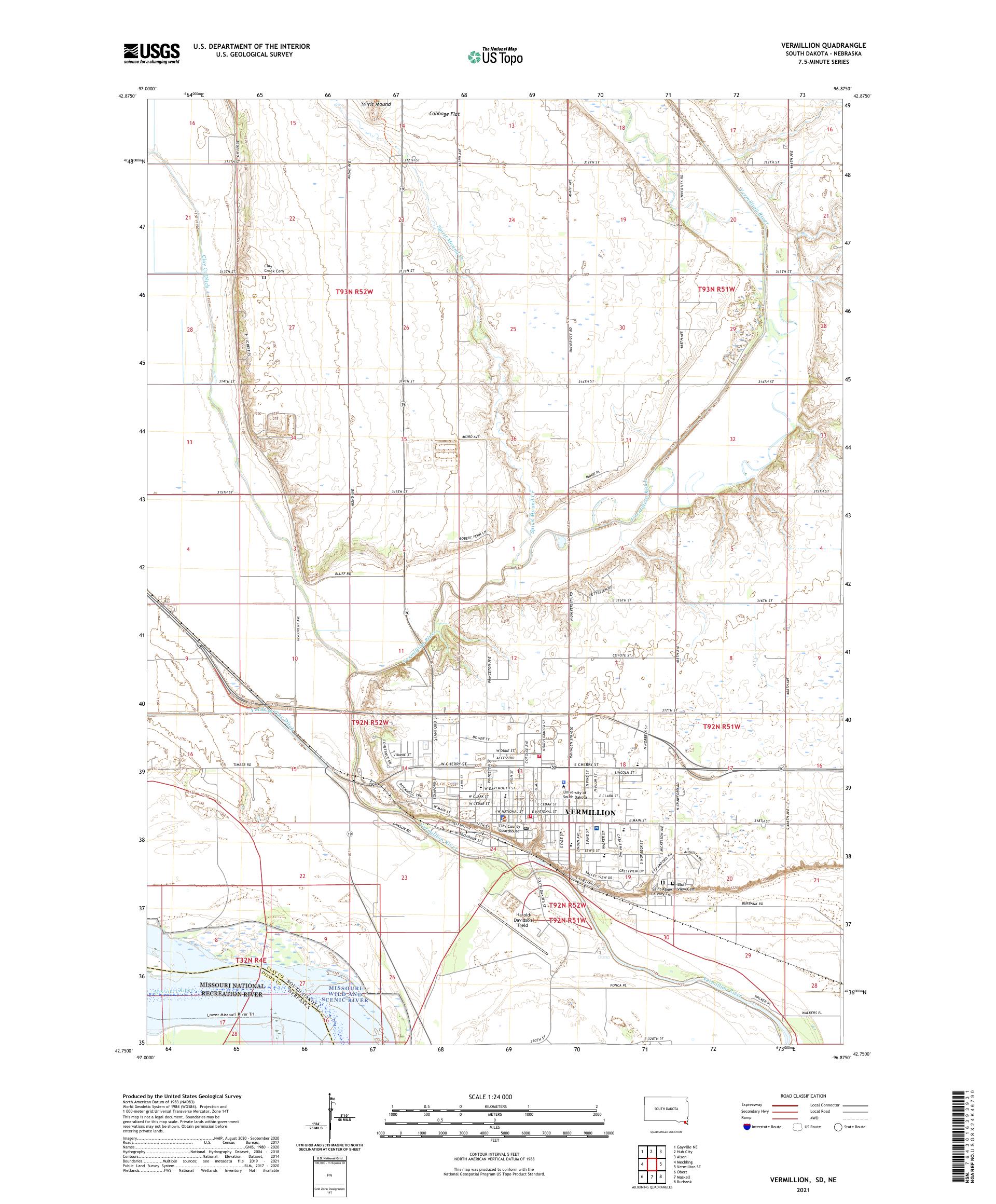 Vermillion South Dakota Us Topo Map Mytopo Map Store 0193