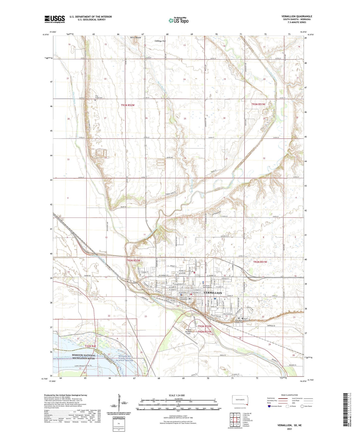 Vermillion South Dakota US Topo Map Image